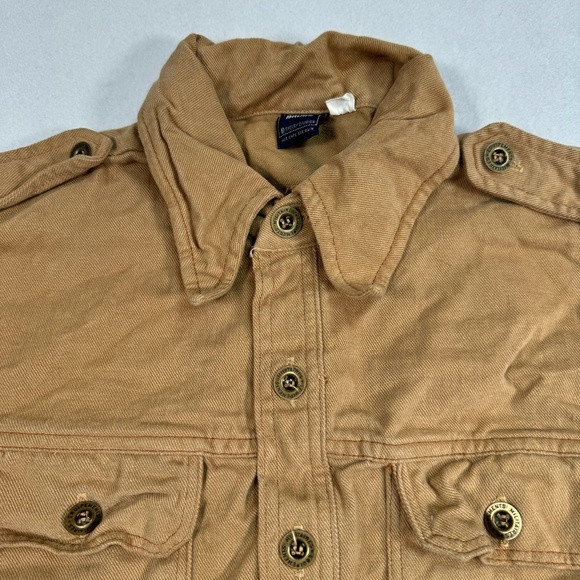 Robert Bruce Point Collar Button Down Shirt Mens Size M Tan Textured - Picture 8 of 10